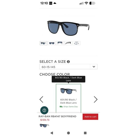 Ray-Ban 4147 Men's Sunglasses Black Frame Dark Blue Lens 601/80 Size 60 15 145 - Picture 9 of 13